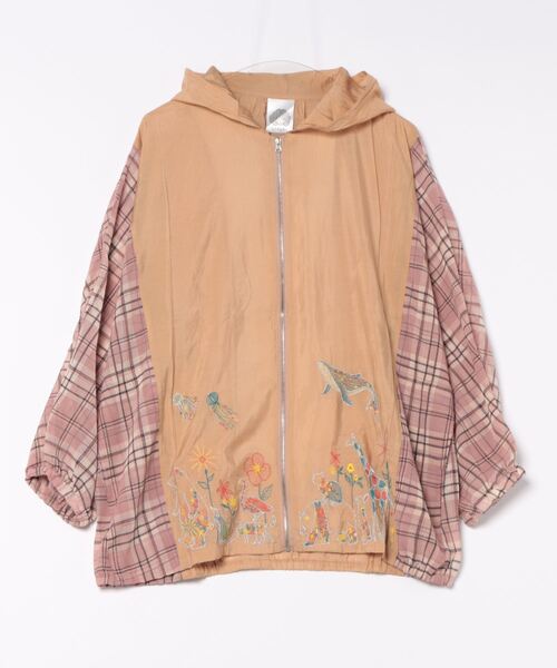 「ScoLar」 ジップアップパーカー M ベージュ レディース_画像4