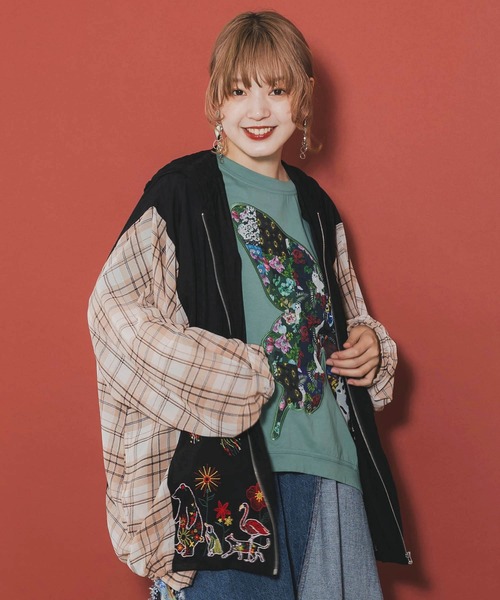 「ScoLar」 ジップアップパーカー M ベージュ レディース_画像6