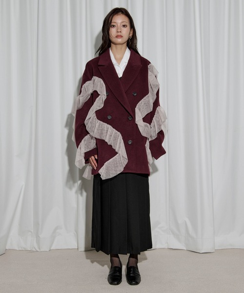 Ezick スカート pleats middle skirt ダブルウエストプリーツスカート