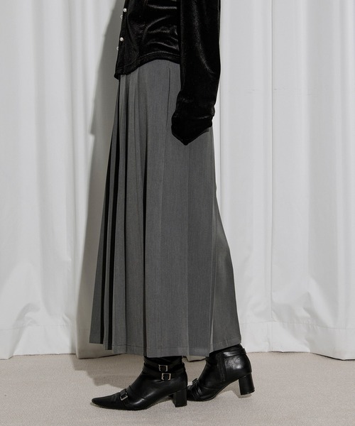 Ezick スカート pleats middle skirt ダブルウエストプリーツスカート