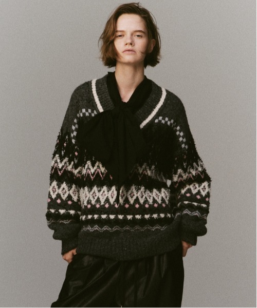 MAISON SPECIAL（メゾンスペシャル） ニット セーター Mokemoke Argyle