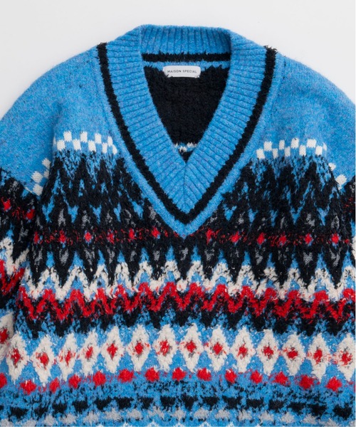 MAISON SPECIAL（メゾンスペシャル） ニット セーター Mokemoke Argyle