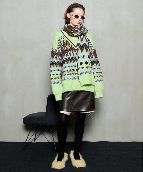 MAISON SPECIAL（メゾンスペシャル） ニット セーター Mokemoke Argyle