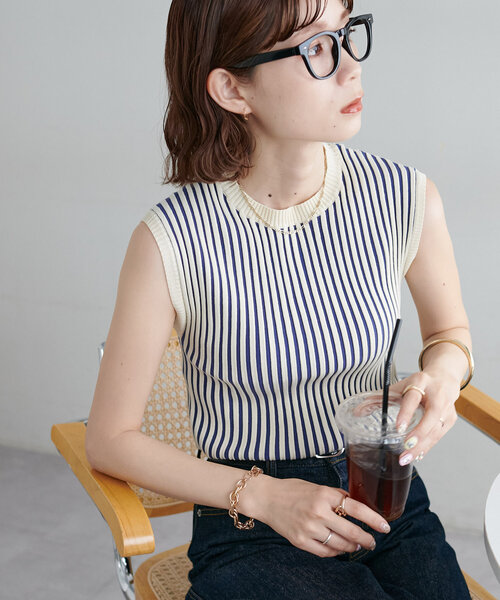 「DISCOAT」 ノースリーブニット FREE グリーン系その他 レディース_画像2