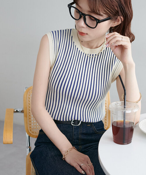 「DISCOAT」 ノースリーブニット FREE グリーン系その他 レディース_画像4