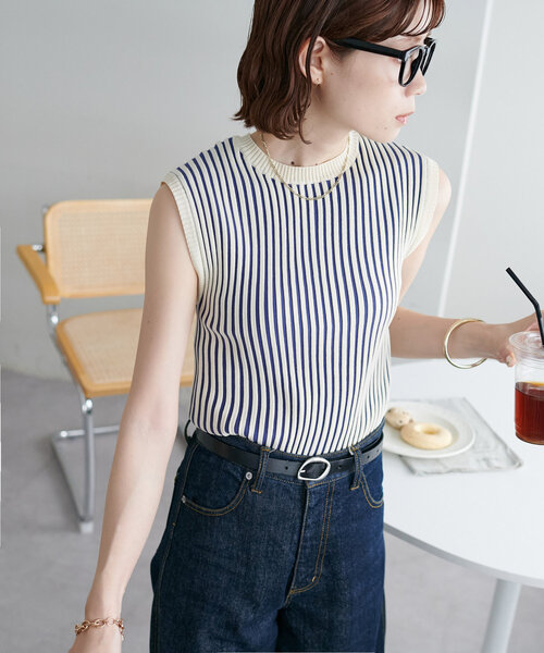 「DISCOAT」 ノースリーブニット FREE グリーン系その他 レディース_画像5