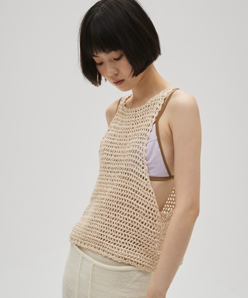 タンクトップ ノースリーブ Scallop Knit Tanktop レディースの画像