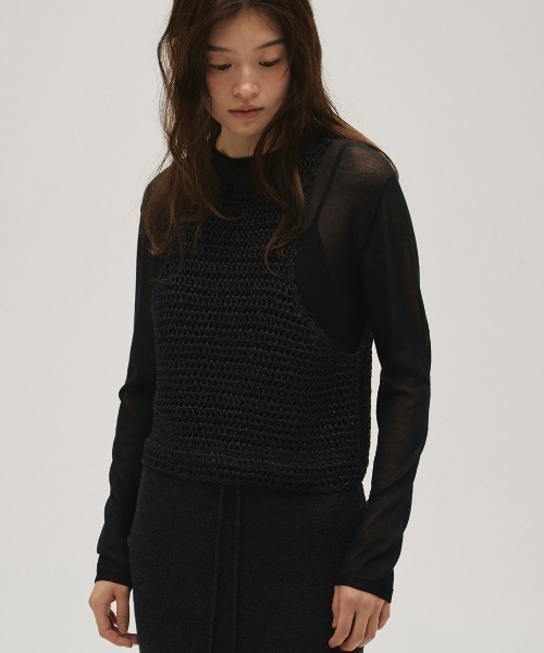 タンクトップ ノースリーブ Scallop Knit Tanktop レディースの画像