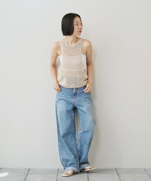 タンクトップ ノースリーブ Scallop Knit Tanktop レディースの画像
