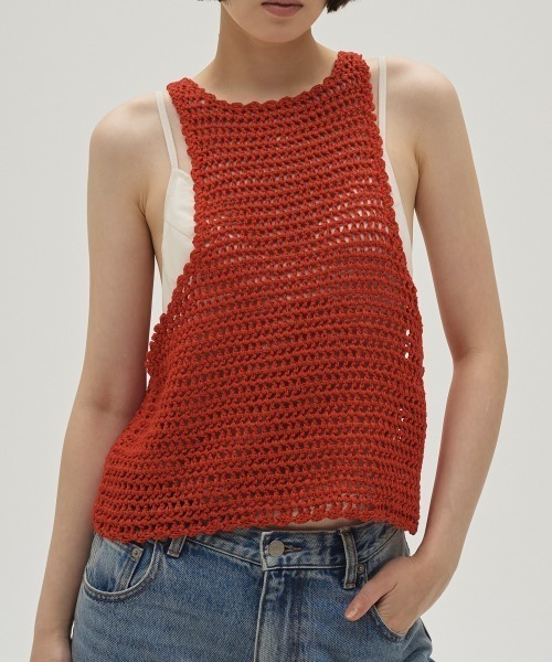 タンクトップ ノースリーブ Scallop Knit Tanktop レディースの画像