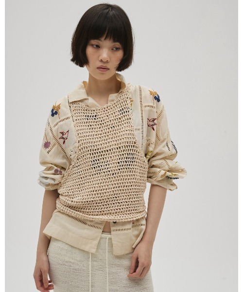 タンクトップ ノースリーブ Scallop Knit Tanktop レディースの画像