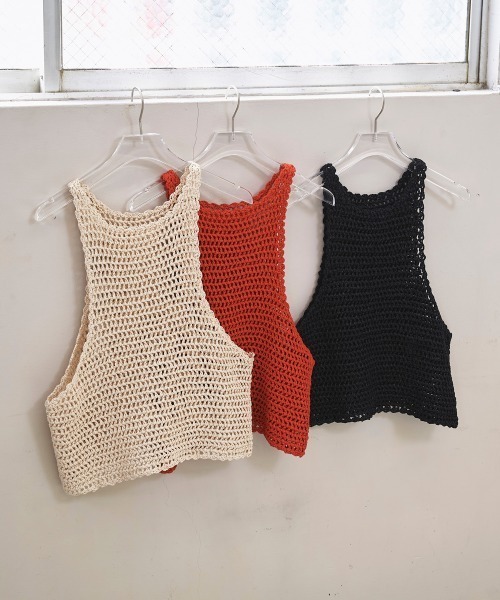 タンクトップ ノースリーブ Scallop Knit Tanktop レディースの画像