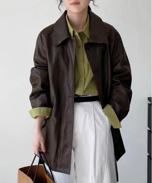 Maison Calme ステンカラーコート コート 「25年秋冬新作」ベルト付き