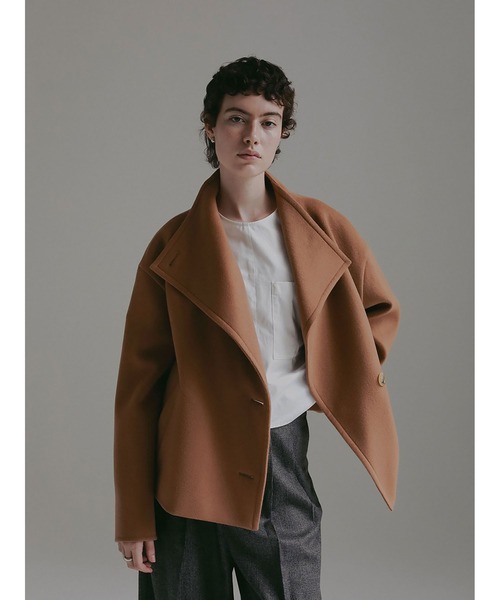 HER. コート アウター ウールカシミヤリバージャケット レディース