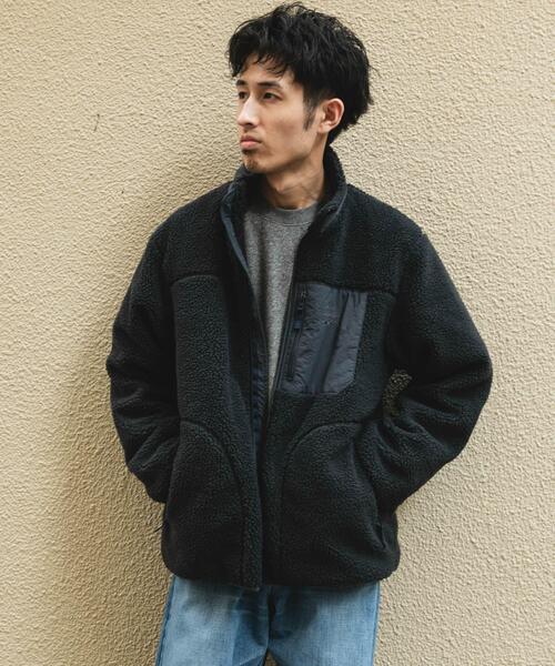 アーバンリサーチ　L　ジップアップブルゾン　ジャケット　アウター　メンズ　黒 SENSE OF PLACE by URBAN RESEARCH ブルゾン アウター FLカラージップ