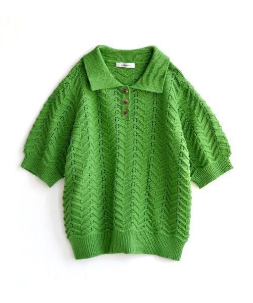 「e-zakkamania stores」 「Gleam」半袖ニット フリー ライトグリーン レディース_画像4