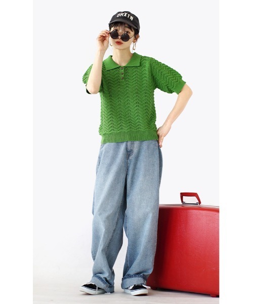 「e-zakkamania stores」 「Gleam」半袖ニット フリー ライトグリーン レディース_画像6