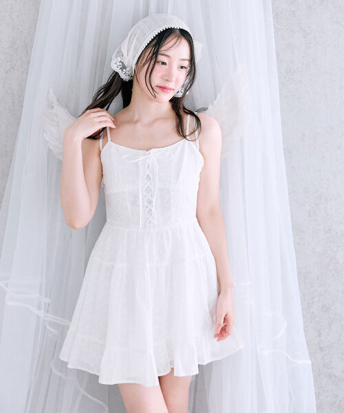 「OLIVE des OLIVE」 キャミソールワンピース FREE オフホワイト レディース_画像8