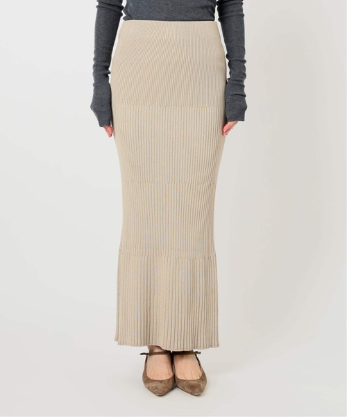 【新品タグ付】NOBLE ベージュ リブニットタイトスカート NOBLE（ノーブル） スカート 「追加2」リブニットタイトスカート