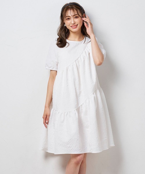 「QUEENS COURT」 半袖ワンピース 2 イエロー レディース_画像2