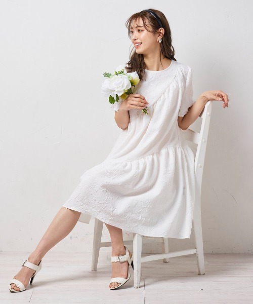 「QUEENS COURT」 半袖ワンピース 2 イエロー レディース_画像4