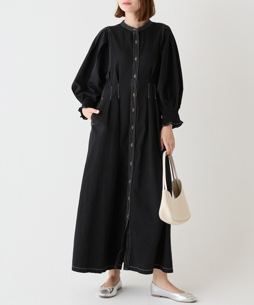 LAVEANGE（ラビアンジェ） 長袖ワンピース 3L ブラック レディース