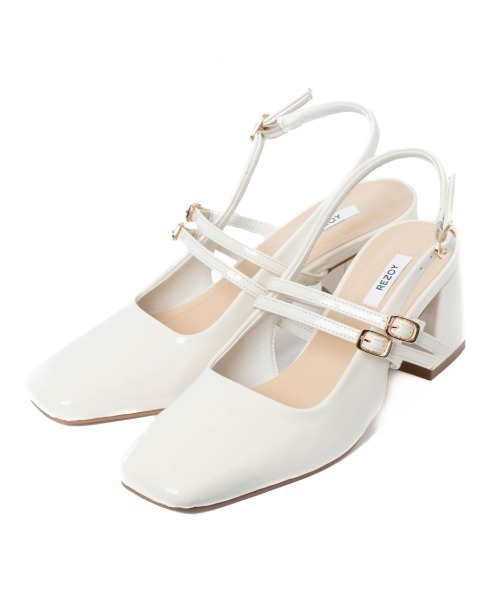 「R&E」 フラットパンプス 22.5cm アイボリー レディース_画像2