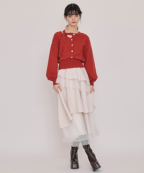 Ellie アシメカットニット Ellie】アシメカットニット ブラック