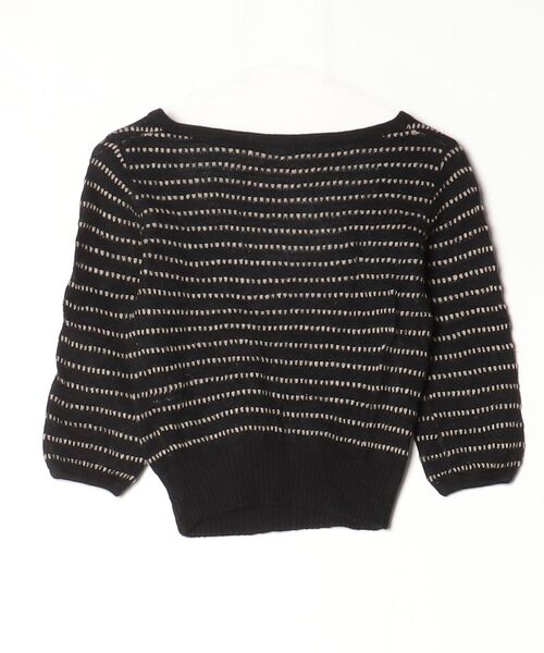 「Rouge Fonce」 ボーダー柄7分袖ニット - ブラック レディース_画像2