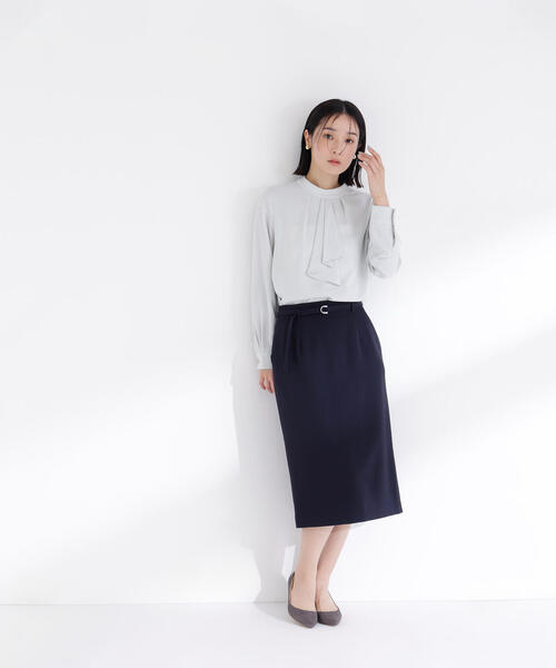 未使用✨ボッシュ Bosch ラッフルボウタイ ブラウス モノトーン 38 NATURAL BEAUTY BASIC（ナチュラルビューティーベーシック） ブラウス