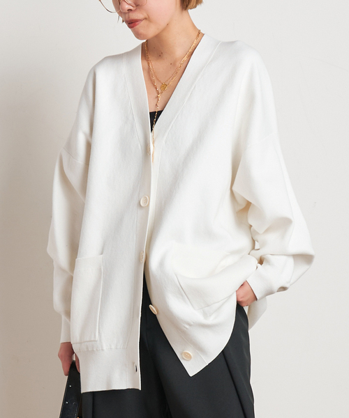 ペーシェ ❤︎様 コットンカシミヤクルーネックカーディガン　S ライトグレー 新品未使用 CABaN コットンカシミヤ クルーネックカーディガン S