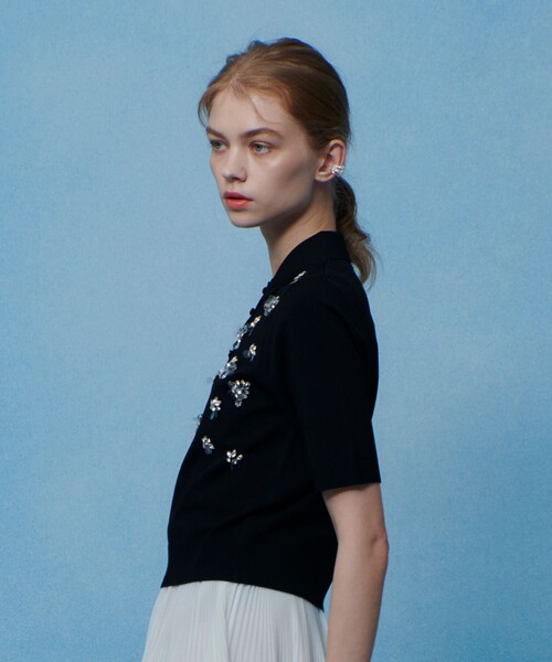 ポロシャツ ポロ 「LOULOU WILLOUGHBY」フラワービジューポロ レディースの画像