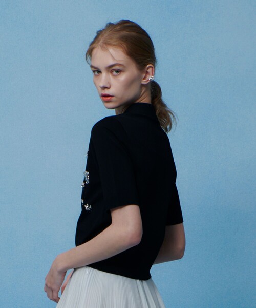 ポロシャツ ポロ 「LOULOU WILLOUGHBY」フラワービジューポロ レディースの画像