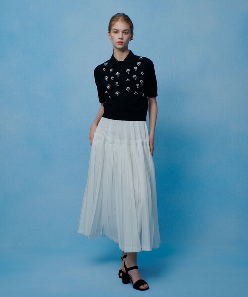 ポロシャツ ポロ 「LOULOU WILLOUGHBY」フラワービジューポロ レディースの画像