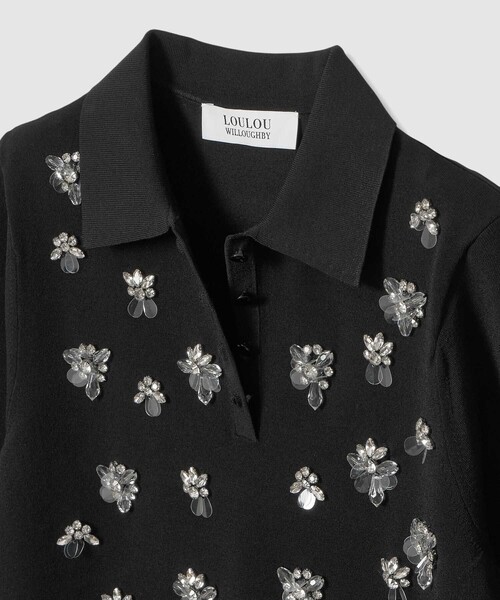 ポロシャツ ポロ 「LOULOU WILLOUGHBY」フラワービジューポロ レディースの画像