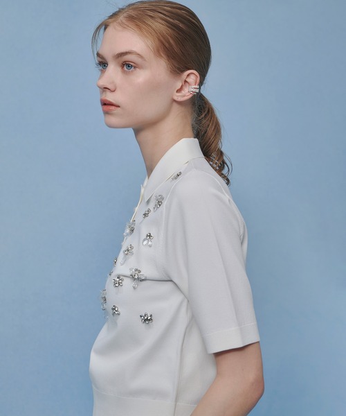 ポロシャツ ポロ 「LOULOU WILLOUGHBY」フラワービジューポロ レディースの画像
