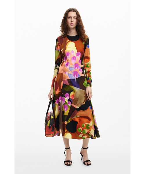 「Desigual」 長袖ワンピース X-LARGE ブラウン レディース_画像4