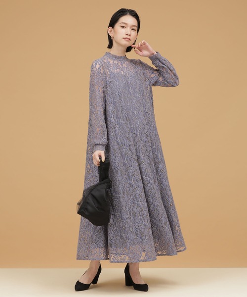 「kaene」 7分袖ワンピース FREE ネイビー レディース_画像3