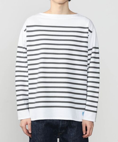 新品 オーシバル ラッセルフレンチセーラー ボートネック ボーダーT 白×黒 ORCIVAL（オーシバル） tシャツ | ラッセル ボートネック ワイド