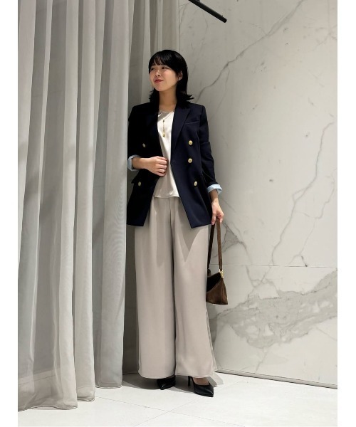 ワイドパンツ パンツ サテンイージーパンツ レディースの画像
