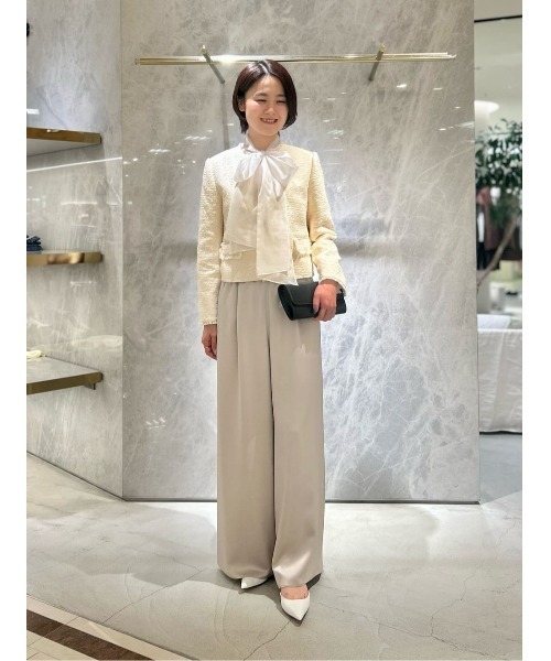 ワイドパンツ パンツ サテンイージーパンツ レディースの画像