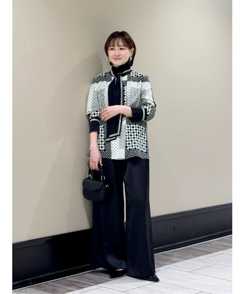 ワイドパンツ パンツ サテンイージーパンツ レディースの画像