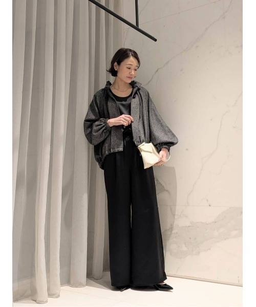 ワイドパンツ パンツ サテンイージーパンツ レディースの画像