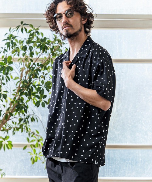 Magine（マージン） シャツ 半袖 mhs2545- Printed Fabric Open Collar