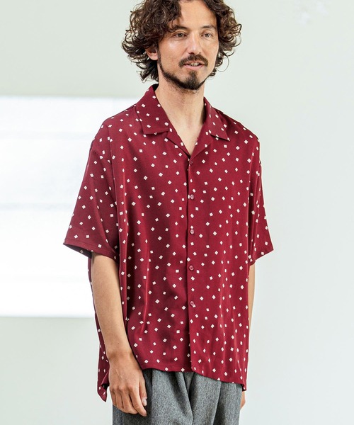 Magine（マージン） シャツ 半袖 mhs2545- Printed Fabric Open Collar
