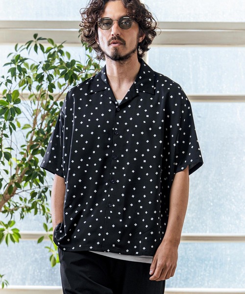 Magine（マージン） シャツ 半袖 mhs2545- Printed Fabric Open Collar