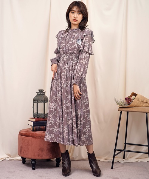 「NOELA」 長袖ワンピース M ブラウン レディース_画像9