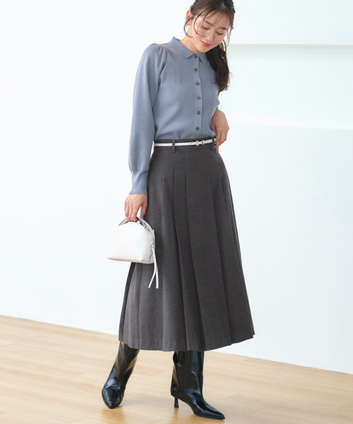「RUIRUE BOUTIQUE」 プリーツスカート L チャコールグレー レディース_画像3