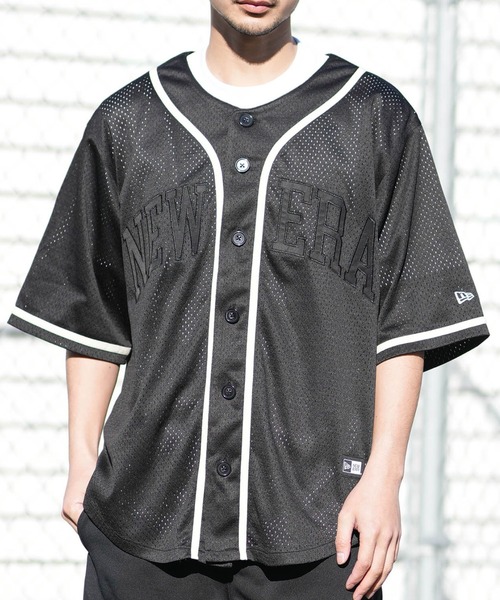 NEW ERA ベースボールシャツ ブラック XLサイズ NEW ERA（ニューエラ） シャツ 半袖 半袖 ベースボールシャツ メンズ