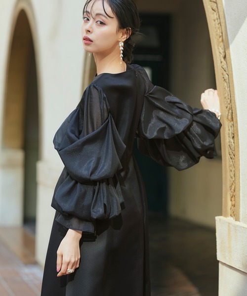 RUIRUE BOUTIQUE（ルイルエブティック） 長袖ワンピース M ネイビー
